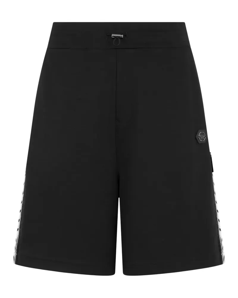 Philipp Plein Plein Tennisshorts aus Leinen mit Kordelzug - Schwarz Schwarz