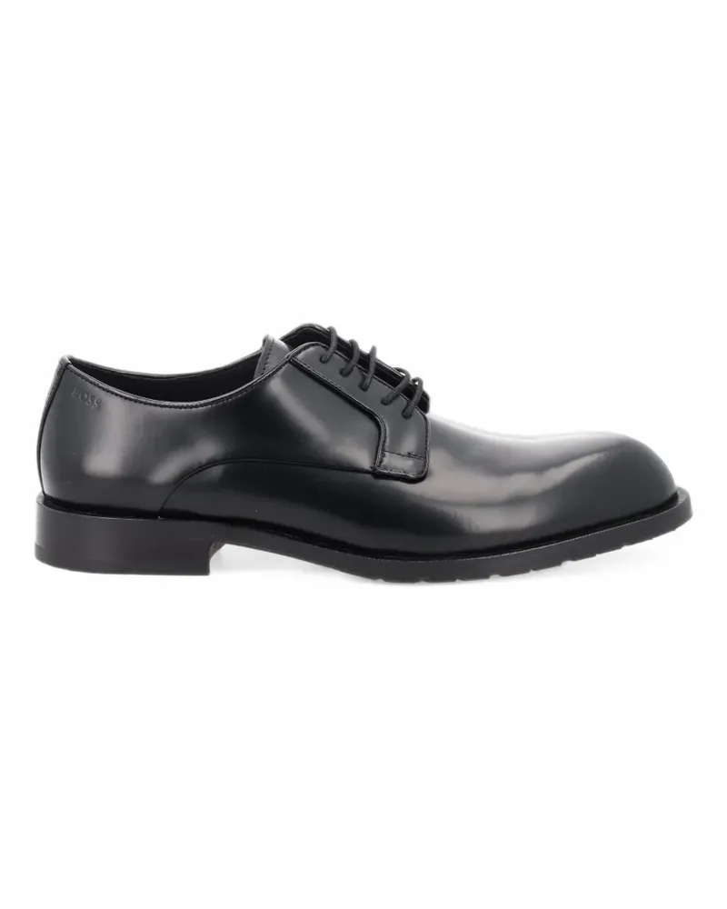 HUGO BOSS Derby shoes in brush-off leather with emed logo - Schwarz Schwarz