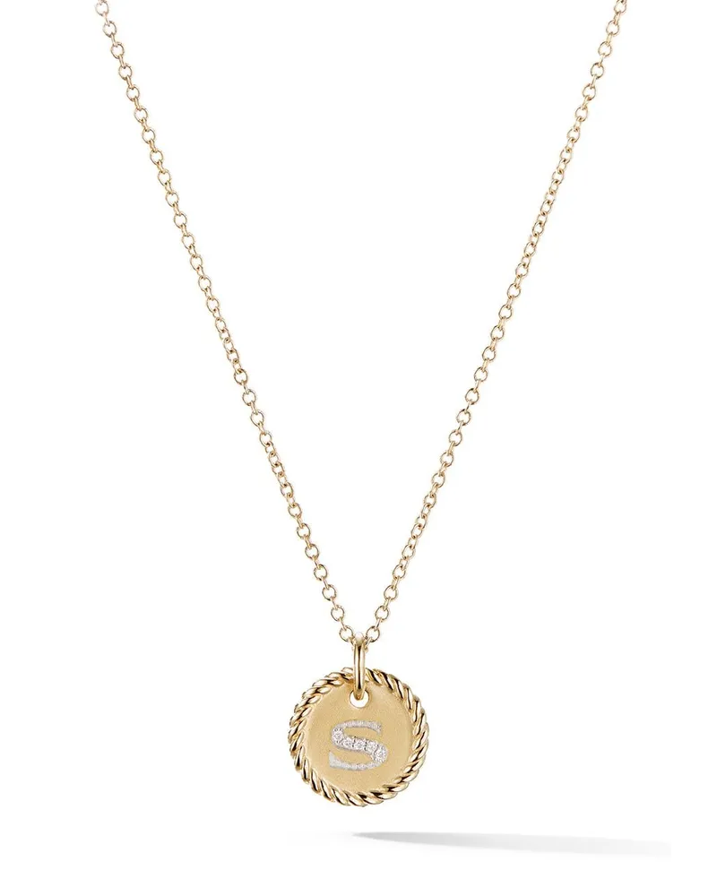 David Yurman 18kt S Initial Charm Gelbgoldhalskette mit Diamanten Gold