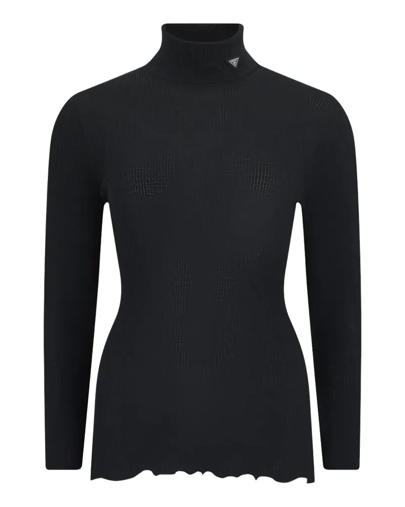 Prada Emaillierter Pullover mit Triangel-Logo - Schwarz Schwarz