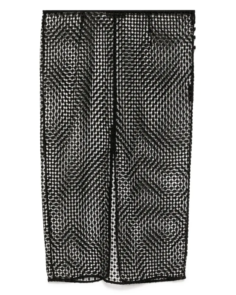 Kiki De Montparnasse Midirock aus Pointelle-Leder - Schwarz Schwarz