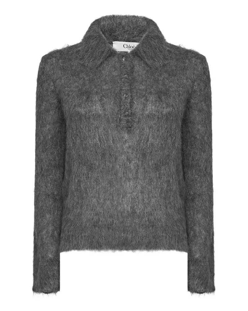 Chloé brushed-knit polo - Grau Grau