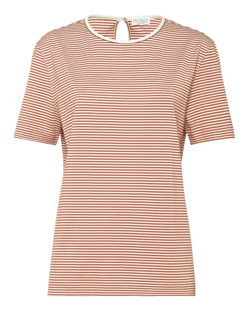 Brunello Cucinelli Gestreiftes T-Shirt - Orange Orange