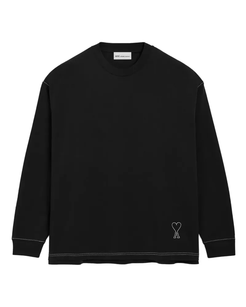 AMI Paris Ami de Coeur T-Shirt mit Ziernähten - Schwarz Schwarz