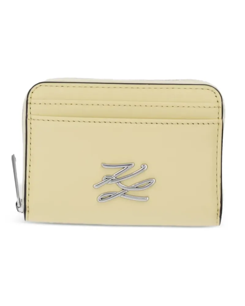 Karl Lagerfeld Kleines K/Autograph Kartenetui mit Logo-Schild - Gelb Gelb