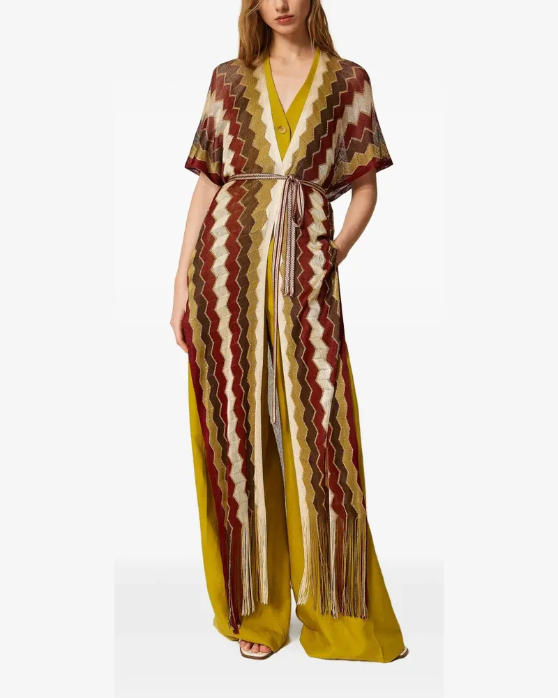 Twin-Set Langer Kaftan mit Streifen - Rot Rot