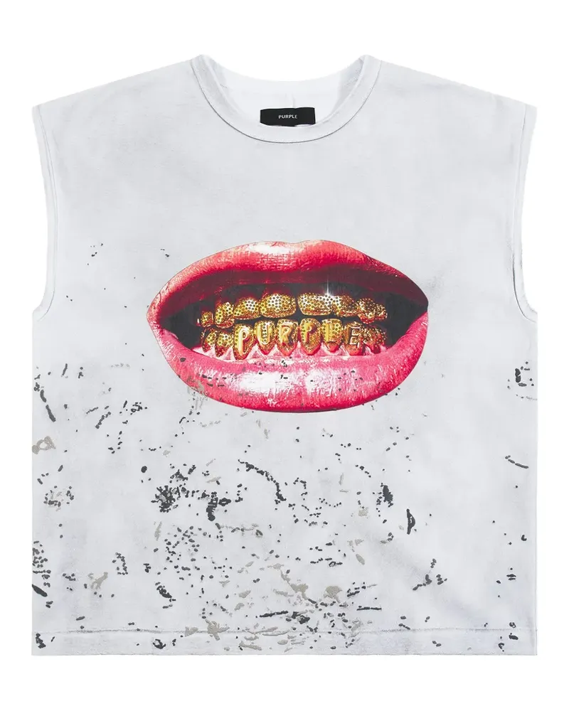 PURPLE BRAND graphic-print sleeveless T-shirt - Weiß Weiß