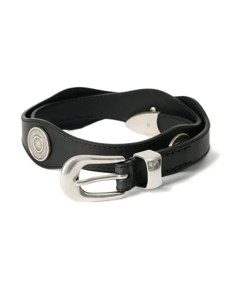 Our Legacy wavy leather belt - Schwarz Schwarz