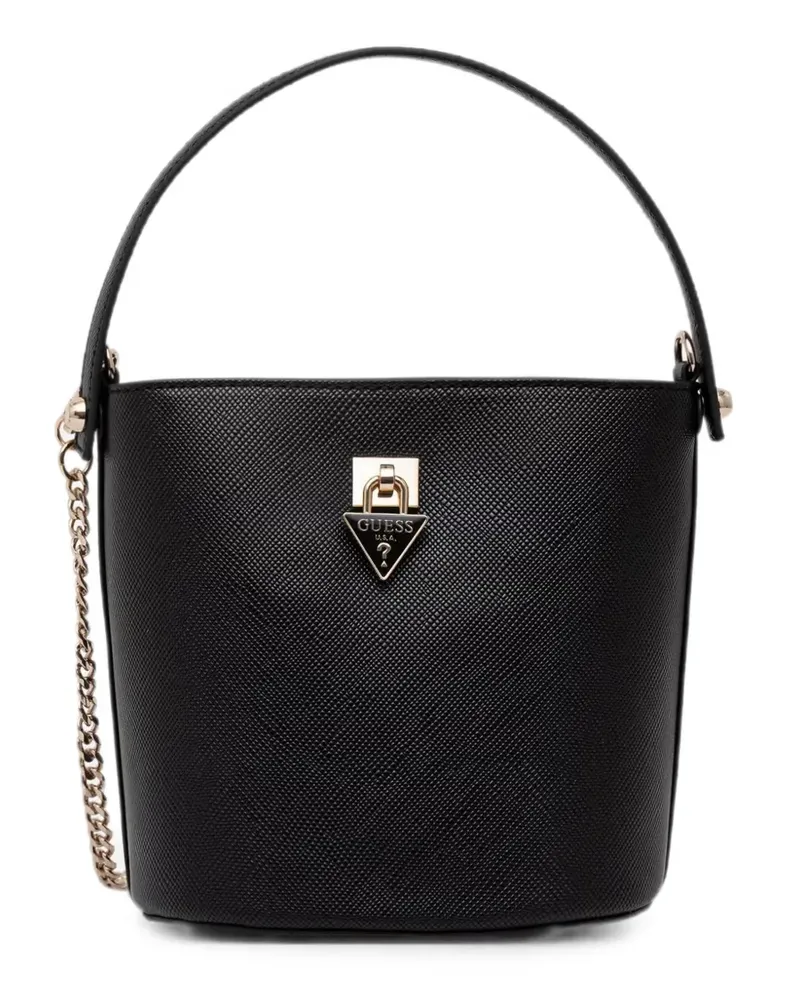 Guess Patsie logo-plaque bucket bag - Schwarz Schwarz