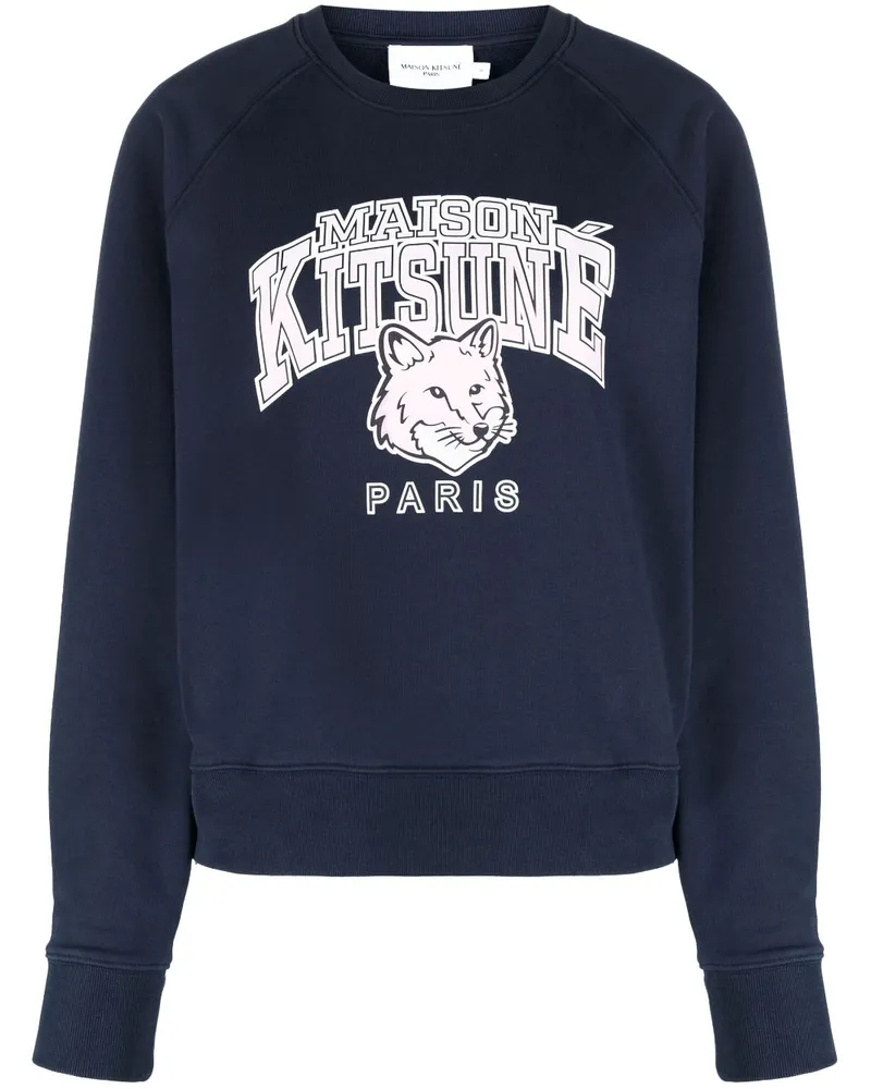 Kitsuné Sweatshirt mit grafischem Print Blau