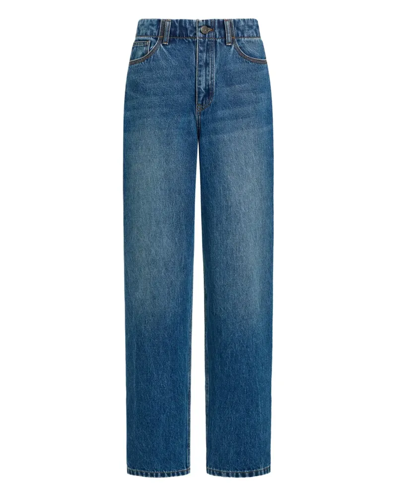 12 STOREEZ 312 Jeans mit Leder-Patch - DENIM NAVY Denim