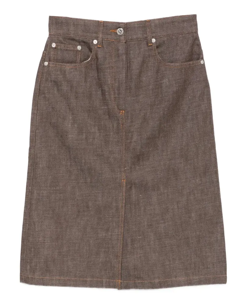 A.P.C. contrast-stitch five-pocket skirt - Braun Braun