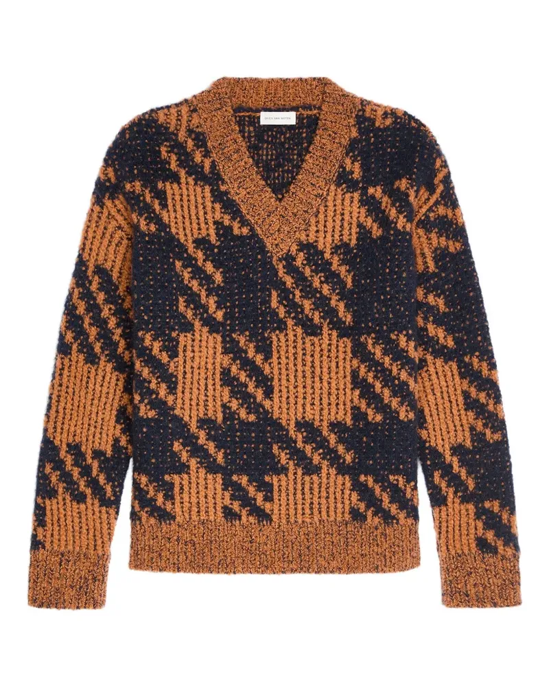 Dries van Noten Pullover mit Hahnentrittmuster - Braun Braun