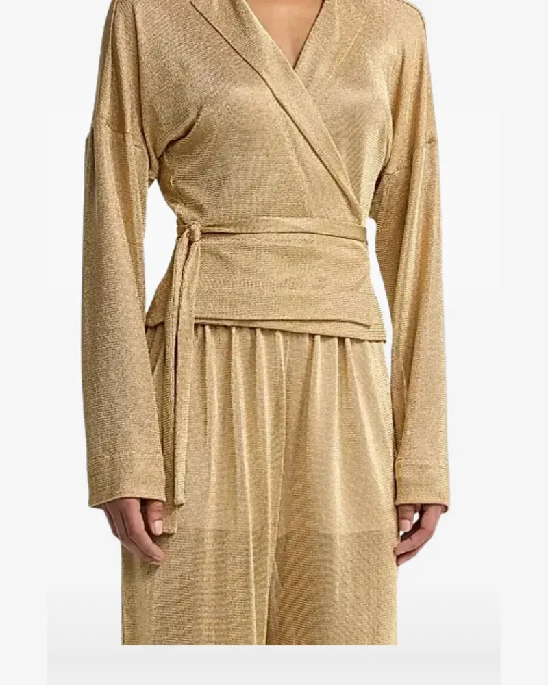 Alberta Ferretti wrap-style metallic-effect shirt - Gold Gold
