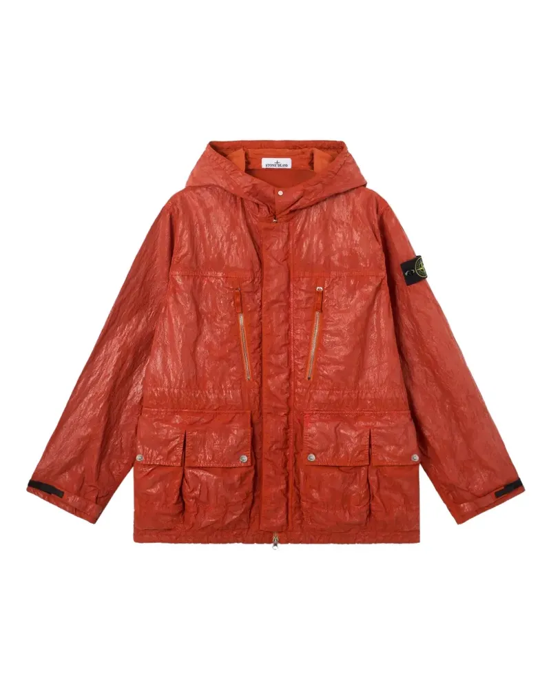 Stone Island Kapuzenjacke mit Logo-Patch - Orange Orange