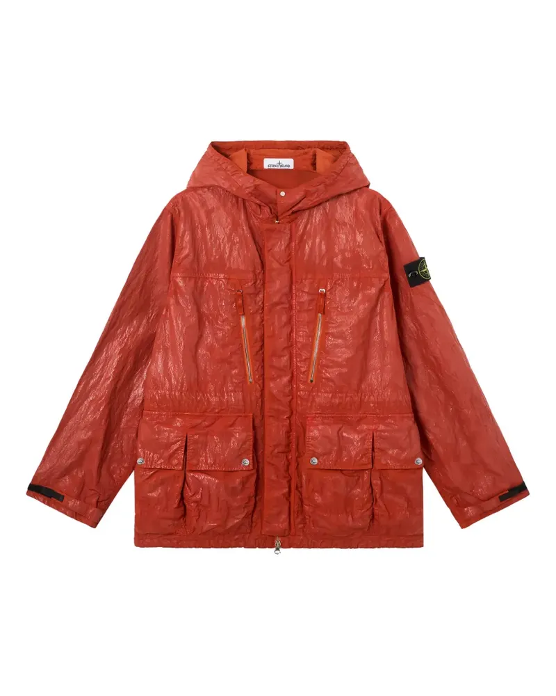 Stone Island hooded Compass-motif jacket - Orange Orange