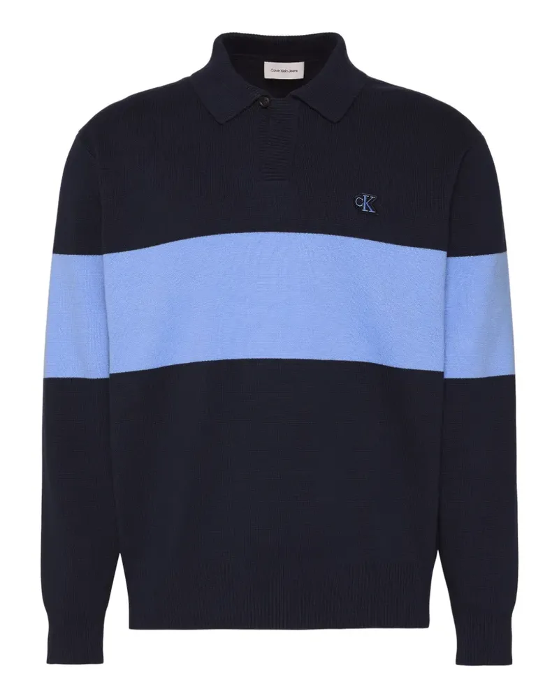 Calvin Klein striped V-neck sweater - Blau Blau