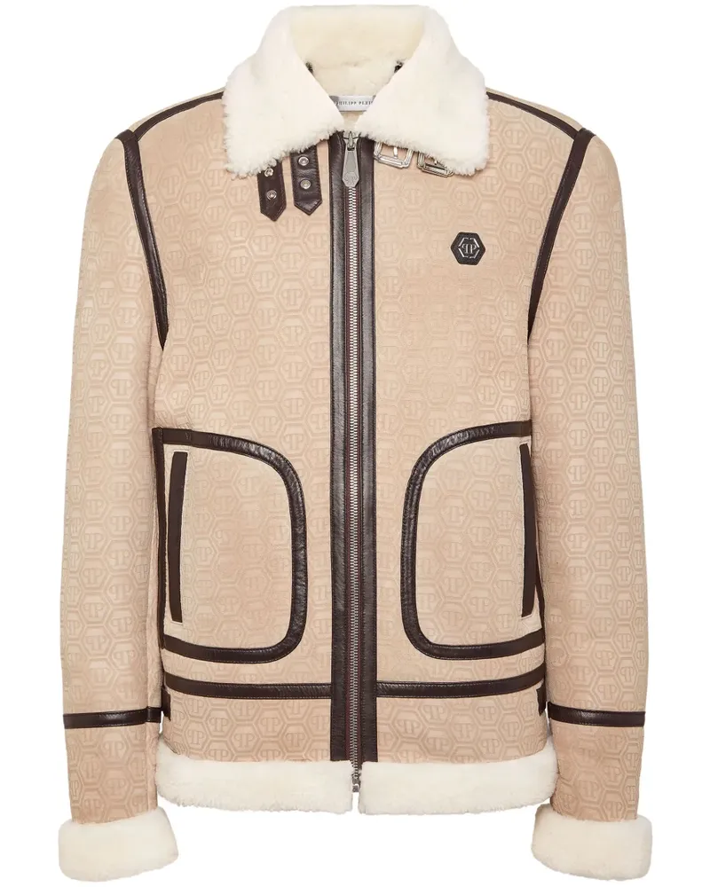 Philipp Plein Jacke aus Shearling - Nude Nude