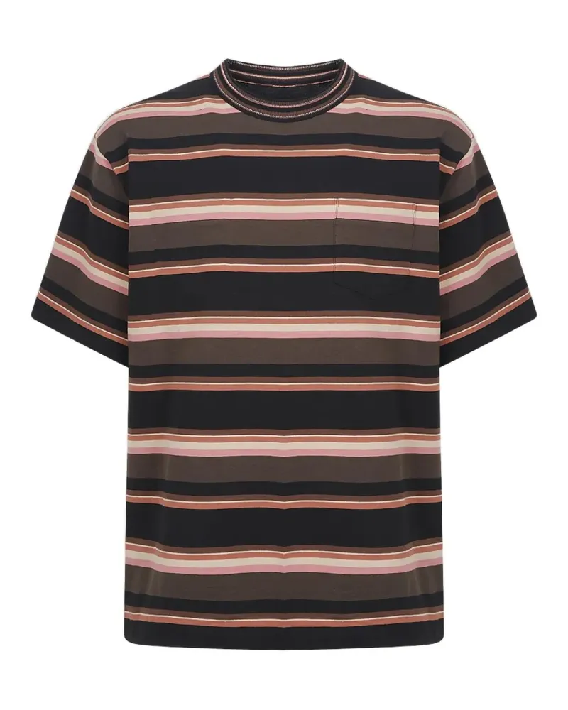 Sacai T-Shirt mit Querstreifen - Schwarz Schwarz