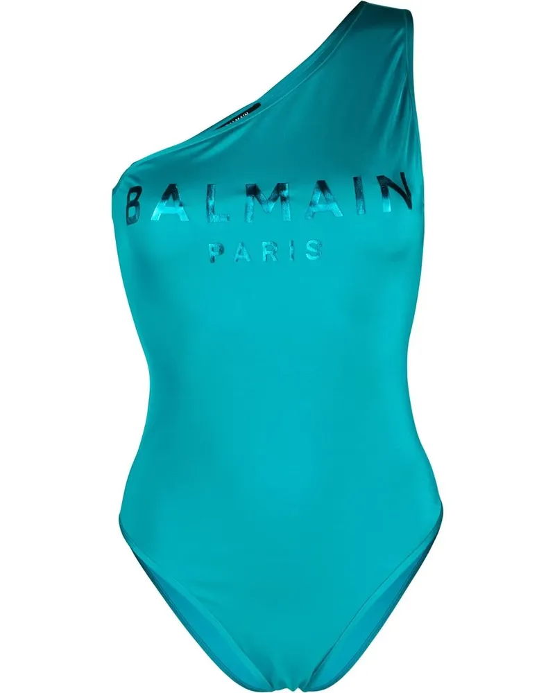 Balmain One-Shoulder-Badeanzug - Blau Blau