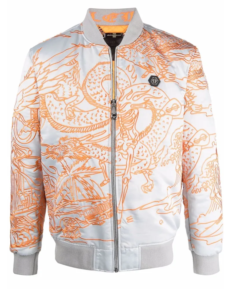 Philipp Plein Bomberjacke mit Tattoo-Stickerei - Grau Grau