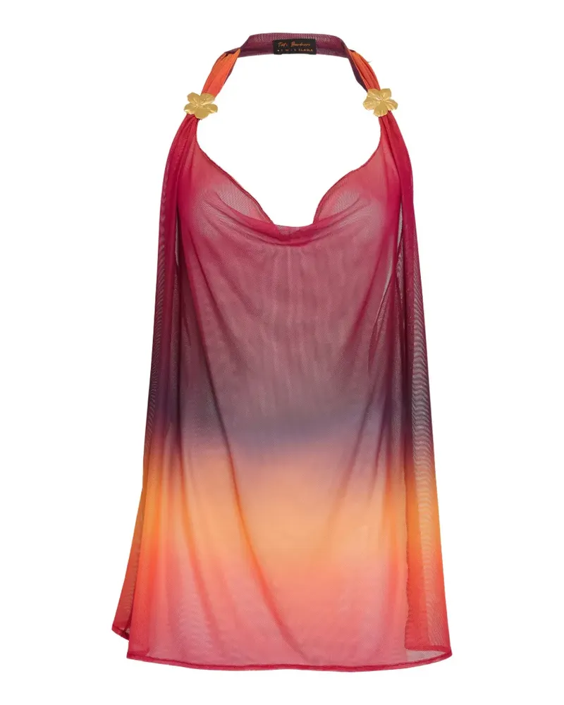 Amir Slama x Tati Barbieri Neckholder-Kaftan aus Ombré-Mesh - Rosa Rosa