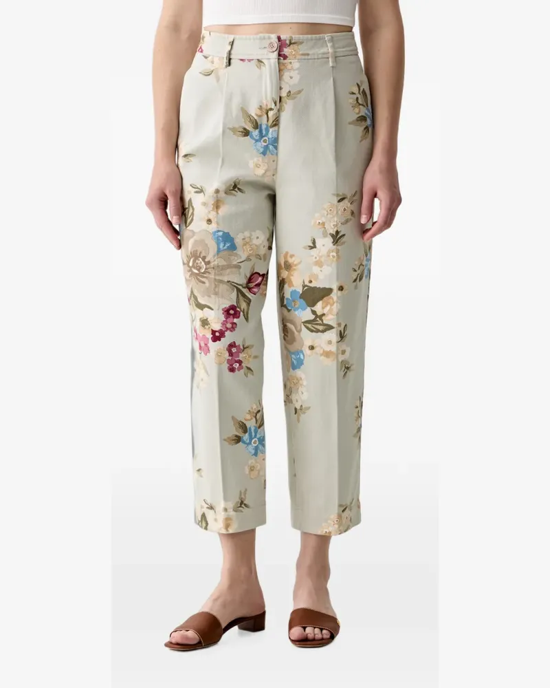 Benetton Gerade Jeans mit Blumenprint - Grün Grün