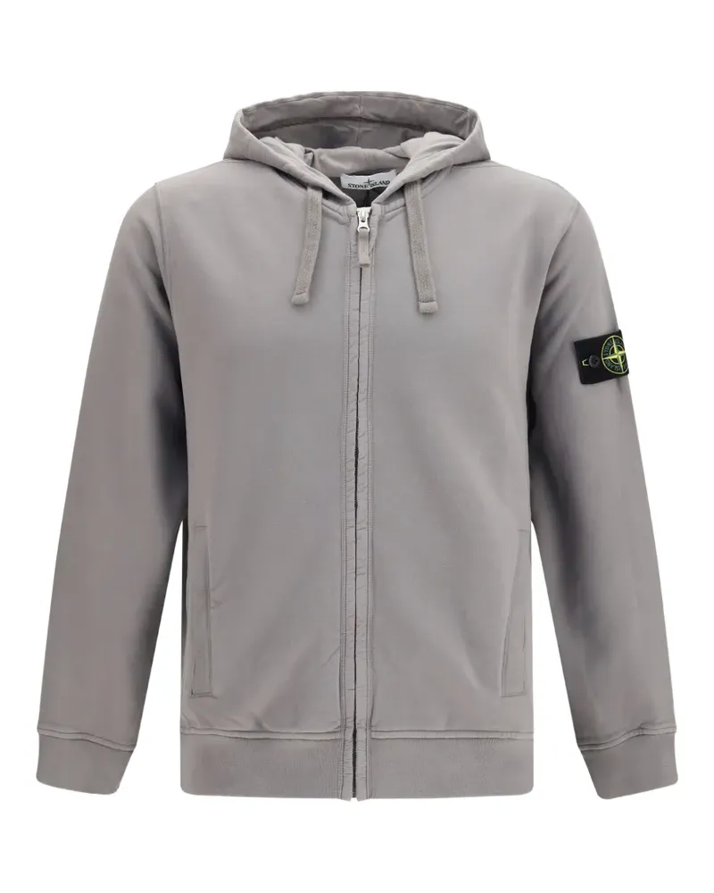 Stone Island logo-patch zip-up hoodie - Grau Grau