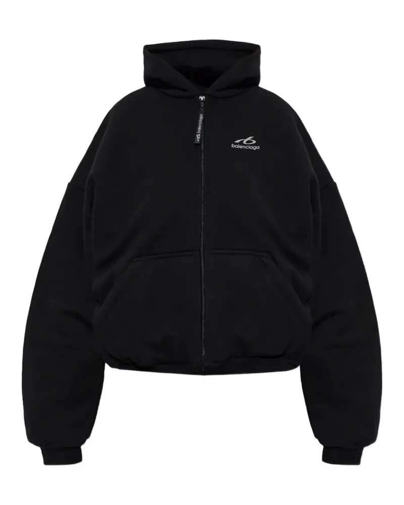Balenciaga logo-print zip-up hoodie - Schwarz Schwarz