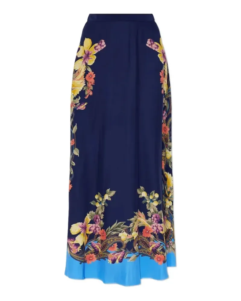 Etro Rock aus Seide mit Blumenprint - Blau Blau