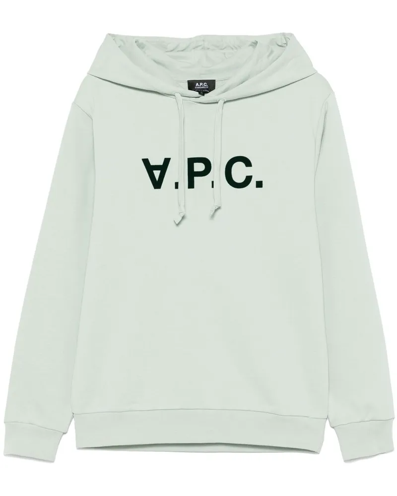 A.P.C. Hoodie mit beflocktem Logo - Grün Grün