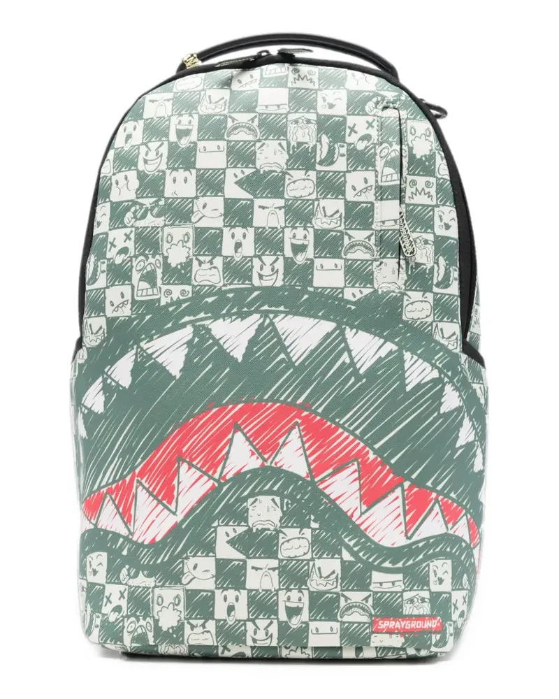 Sprayground Emote Check graphic-print backpack - Grün Grün
