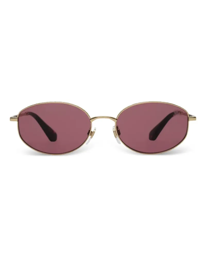 Burberry Ovale Sonnenbrille mit Karomuster - Gold Gold