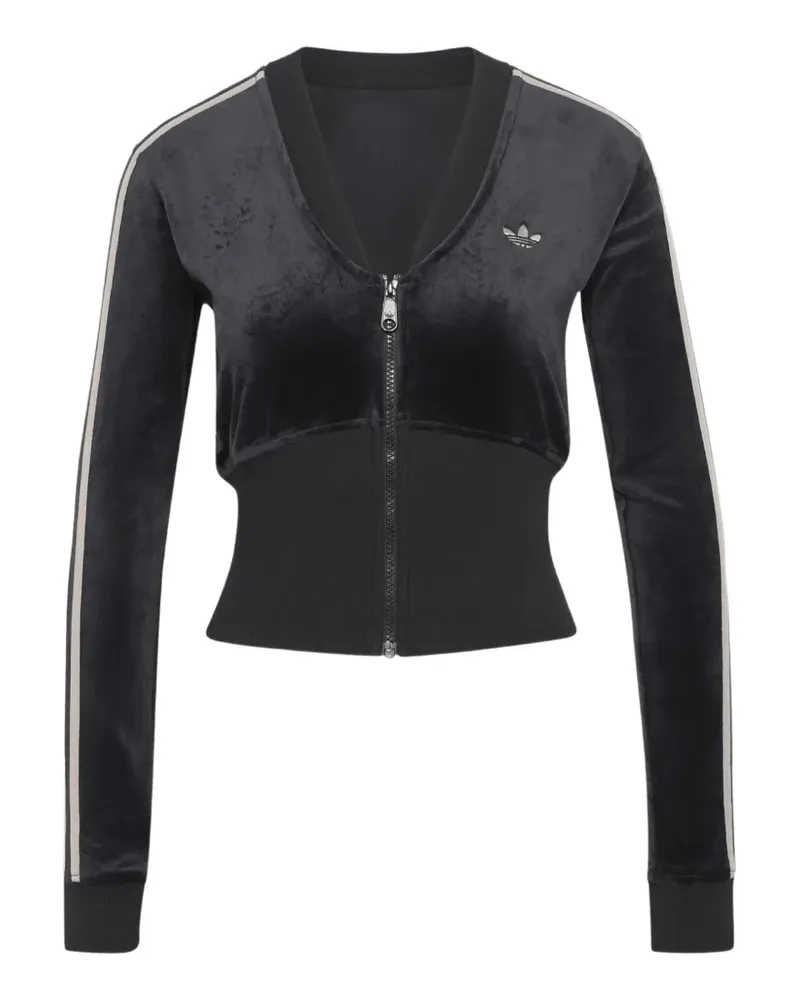 adidas velvet side-stripe track jacket - Schwarz Schwarz