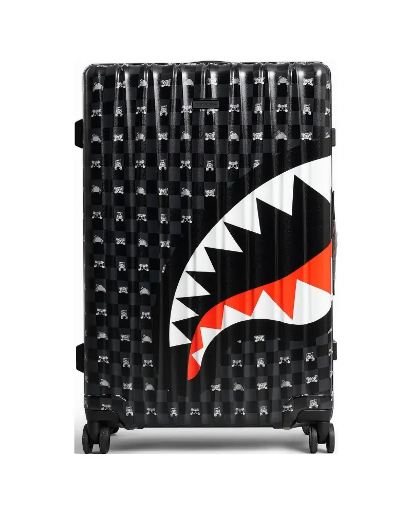 Sprayground Shark Mouth checkered suitcase - Schwarz Schwarz