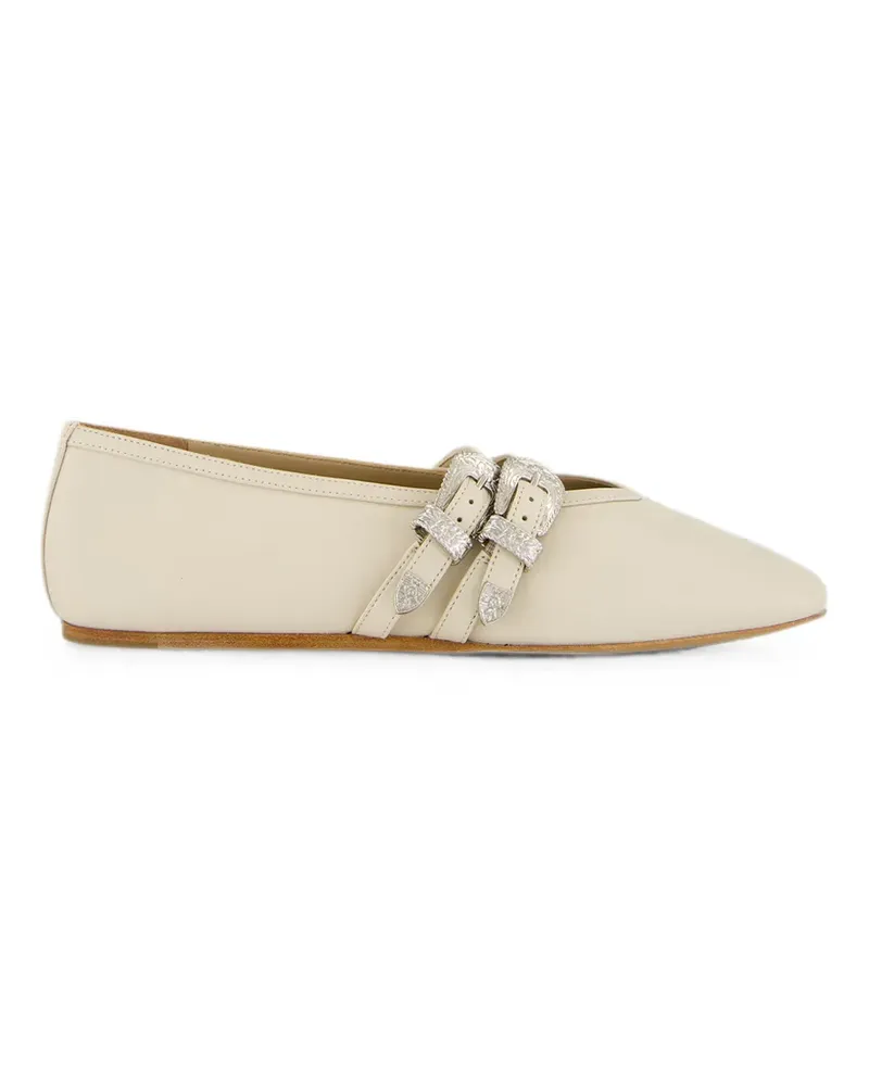 Le Monde Béryl Claudia buckled leather ballet flats - Nude Nude