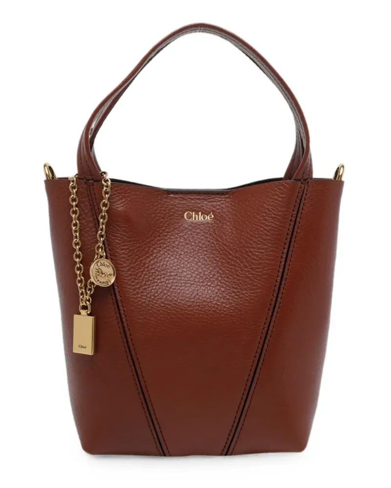 Chloé small Spin leather bucket bag - Braun Braun