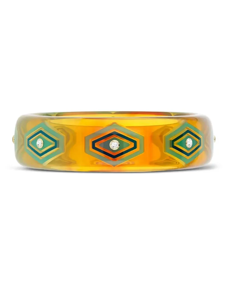 Mark Davis 18kt White Topaz Tortoise Bakelite Gelbgoldarmreif Gelb