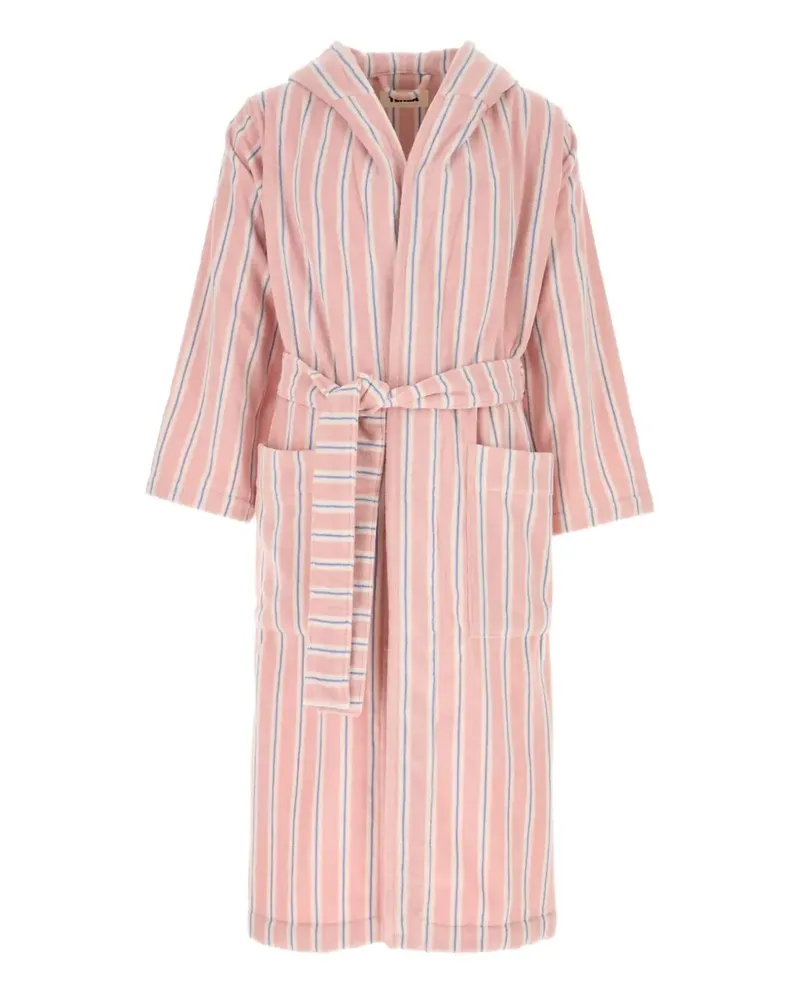 TEKLA hooded striped bath robe - Rosa Rosa