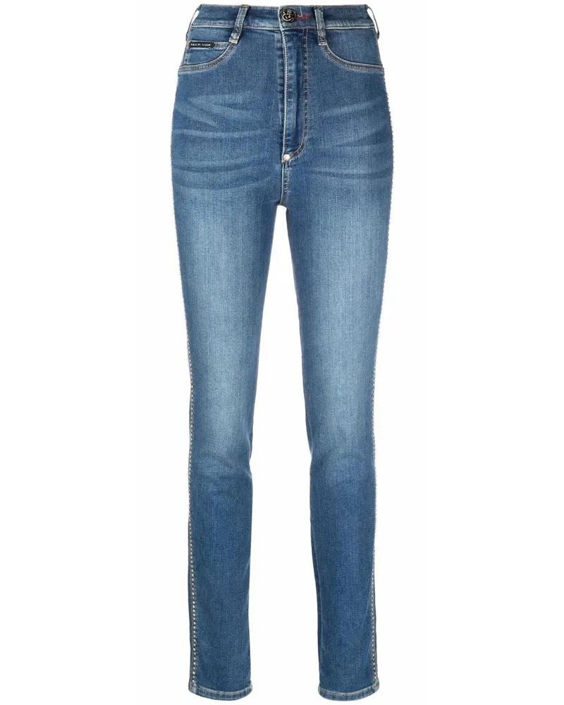 Philipp Plein Skinny-Jeans mit hohem Bund - Blau Blau
