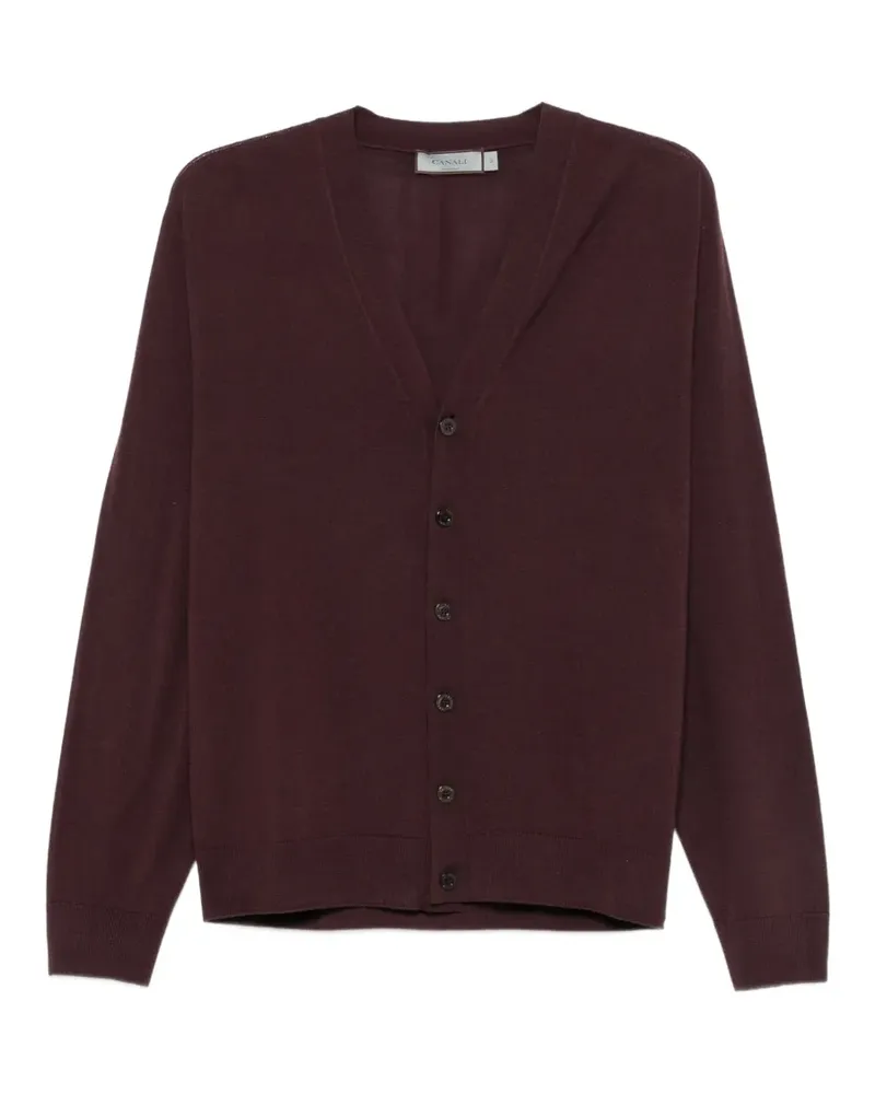 Canali Cardigan mit V-Ausschnitt - Violett Violett