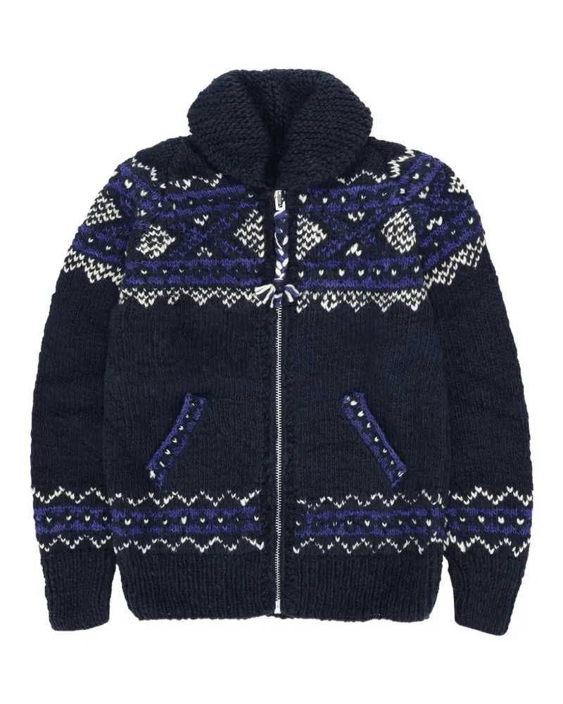 Fortela Chamula pattern zip-fastening cardigan - Blau Blau