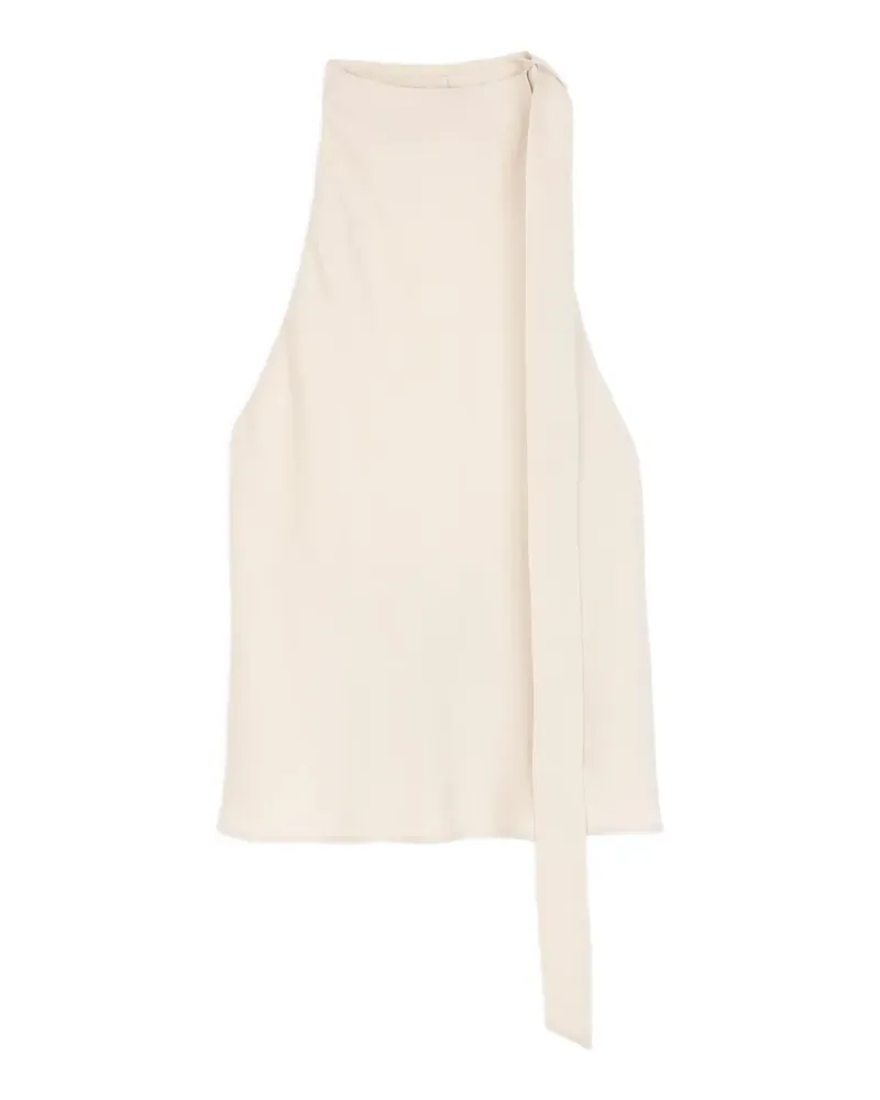 ALYSI halterneck tie-detail top - Nude Nude
