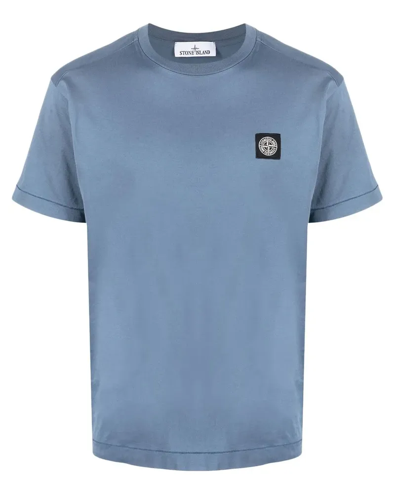 Stone Island T-Shirt mit Logo-Patch - Blau Blau