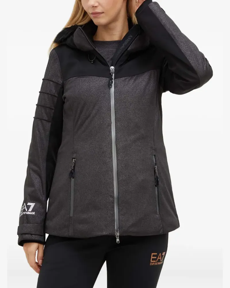 EA7 Kapuzenjacke mit Logo - Schwarz Schwarz