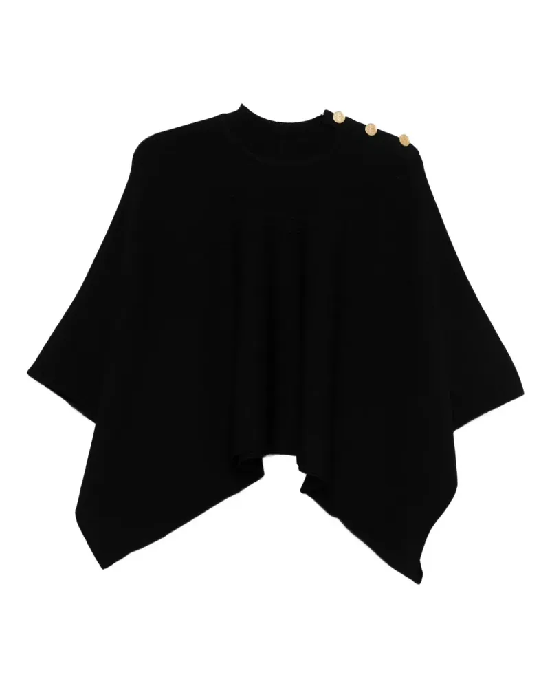 Karl Lagerfeld Gerippter Poncho mit Knöpfen - Schwarz Schwarz