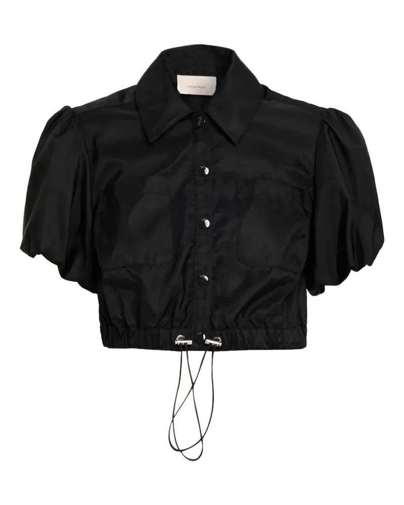 Cinq à Sept Cropped-Hemd mit Puffärmeln - Schwarz Schwarz
