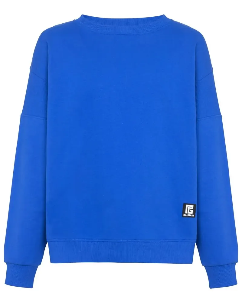 Balmain Sweatshirt mit Logo-Patch - Blau Blau
