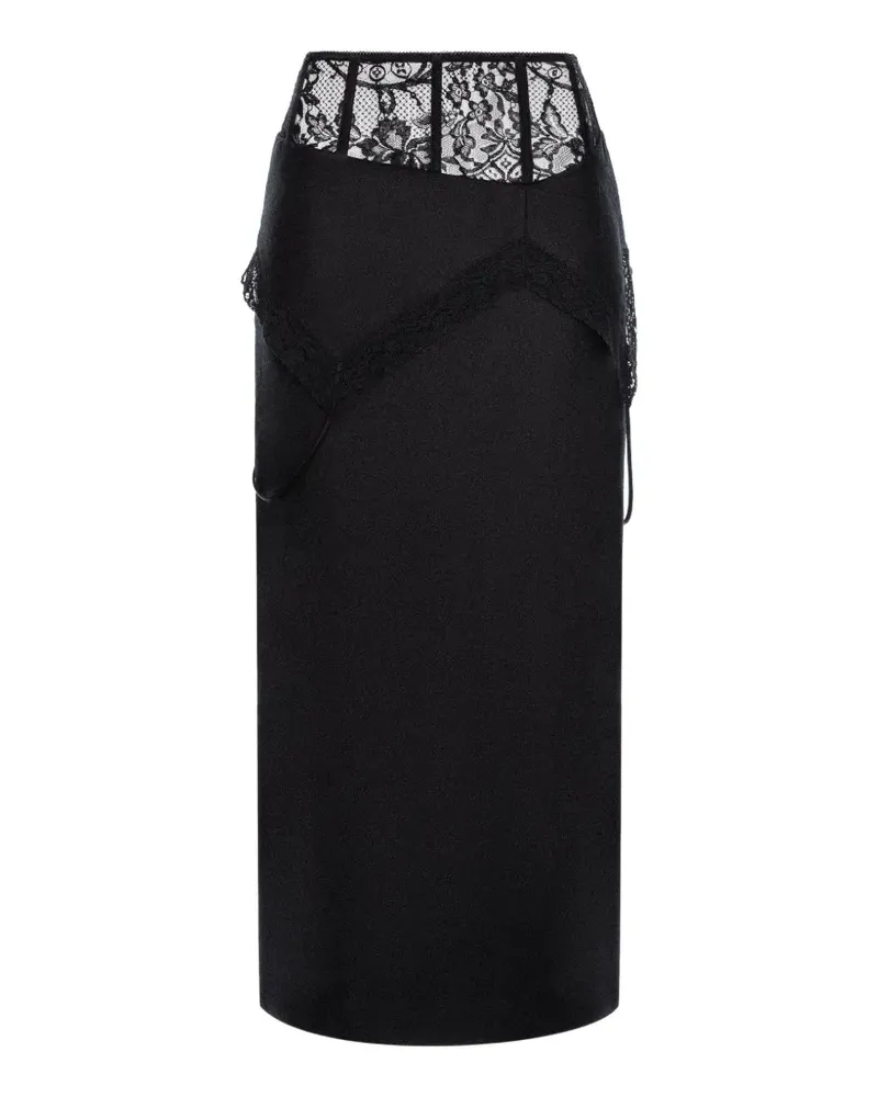 Seen Users Trousseau Midirock mit Spitzeneinsatz - Schwarz Schwarz