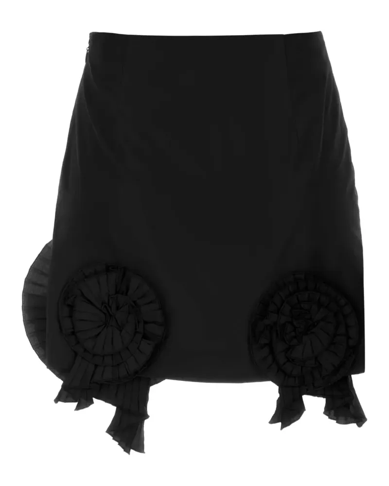 Blumarine Midirock mit Blumenapplikation - Schwarz Schwarz